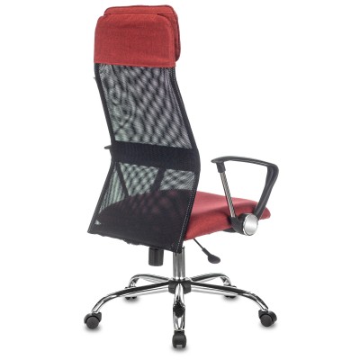 Кресло руководителя Бюрократ KB-6N черный TW-01 сиденье красный 38-410 сетка, ткань с подголов. крестовина металл хром