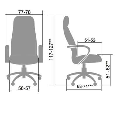Кресло руководителя Metta LK-11 (пятилучье — пластик)