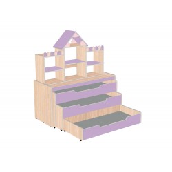 Кровать детская трехъярусная "Теремок-3" выкатная (Серия РТ)