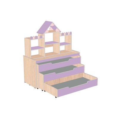 Кровать детская трехъярусная "Теремок-3" выкатная (Серия РТ)
