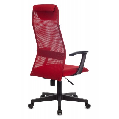 Кресло руководителя Бюрократ KB-8 красный TW-35N TW-97N сетка, ткань с подголов. крестовина пластик