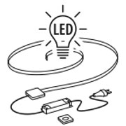 Комплект подсветки для накладных панелей / цоколя (LED-лента 5м., БП 30W, 3 коннектора, беспроводной выключатель)